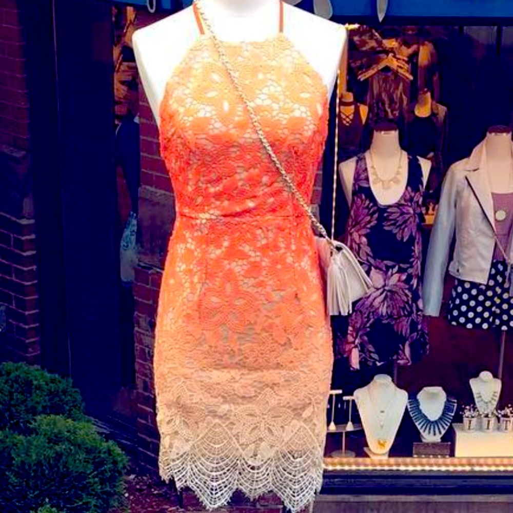 Orange Ombré Crochet mini dress